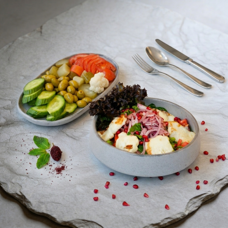 Rocca with Halloumi cheese